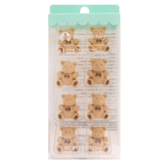 Sweet Tooth Fairy&#xAE; Teddy Bear Icing Decorations, 8ct.